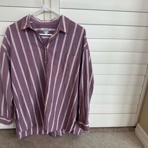 Madewell Oversized medium long sleeve purple white stripe relaxed cool cotton